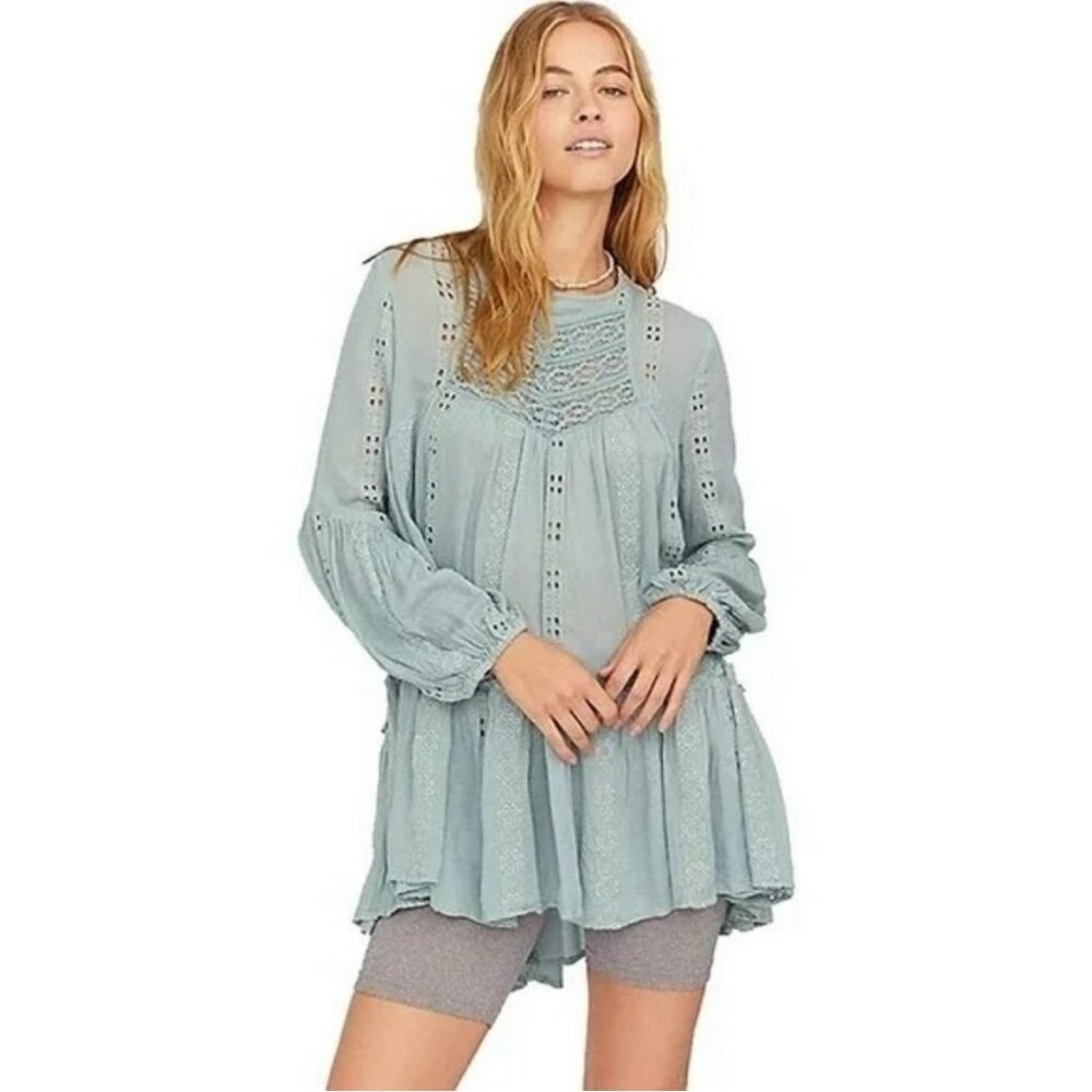 Free People Kiss Kiss Tunic Dress Green XS